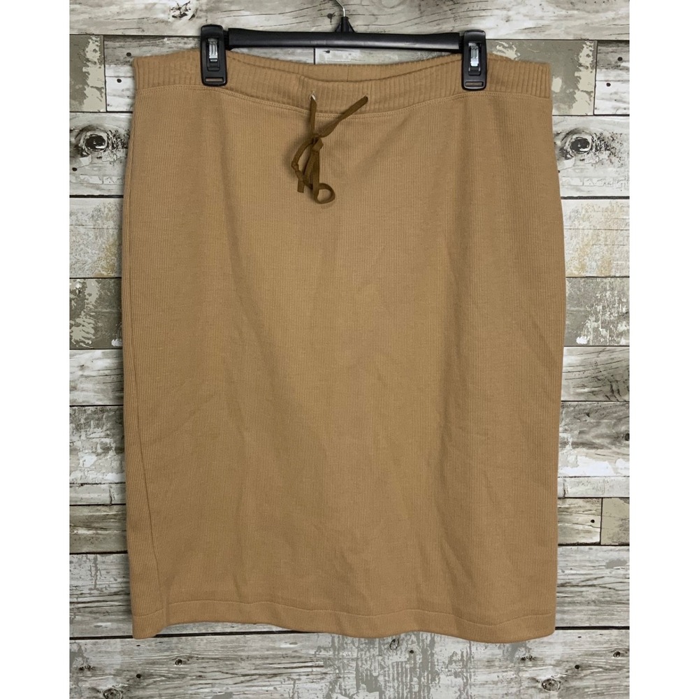 Bobbie Brooks Brown Ribbed Drawstring Skirt Cotton Blend Size Large‎
